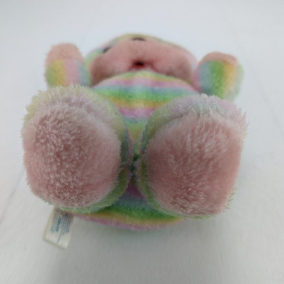 Well Made Pastel Rainbow Striped Teddy Bear Plush 12" Stuffed Animal 1984 - Picture 6 of 10